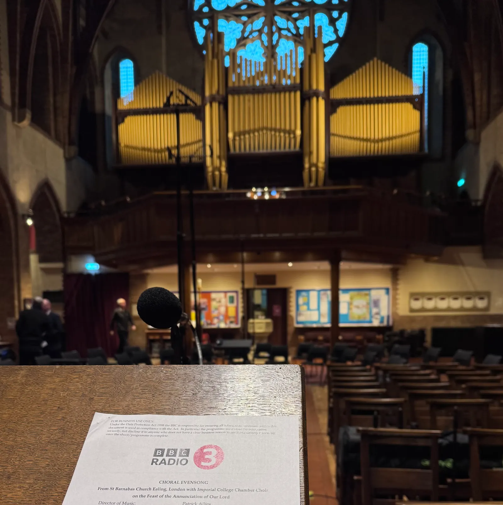 A live broadcast being recorded in the church