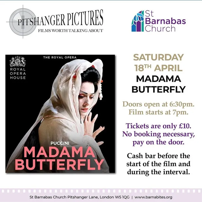 Poster for Pitshanger Pictures' screening of Madama Butterfly on 18 April