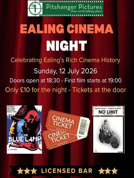 Poster for Ealing Cinema Night, screening The Blue Lamp and No Limit