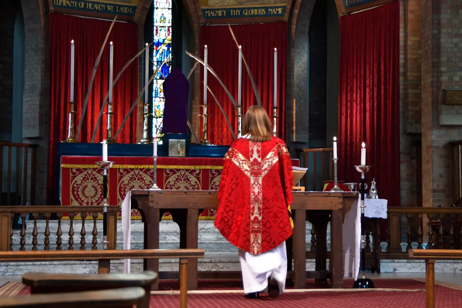 The altar prepared for Mass